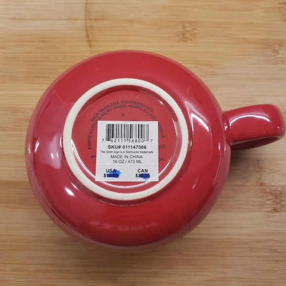 New Starbucks 2023 Holiday Edition Red Ribbon coffee or soup mug, 16oz - Picture 6 of 6